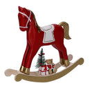 Cavallo a dondolo legno oro e rosso cm 22,5x6xh22