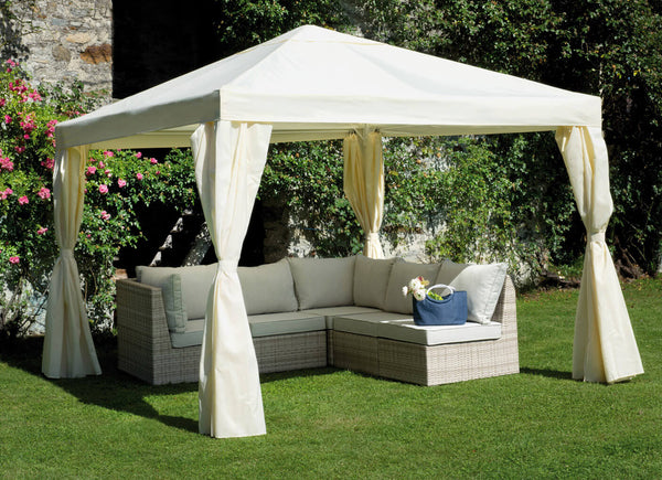 Gazebo da Giardino 3x3m in Ferro Tessuto Poliestere Vorghini Ecrù online
