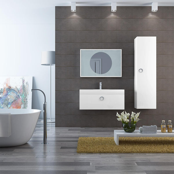 online Composizione Mobile da Bagno Sospeso in Mdf Bianco 90cm Fosterberg Hvid 2
