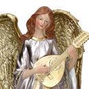 Angelo resina con chitarra oro cm 18,2x16,4xh37,8
