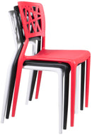 Set 4 Sedie da Giardino in Polipropilene Vandi Rosse