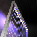 Cascata a Finestra Verticale 150x28xH200 cm in Acciao e Fili di Mylar Bianca