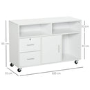 Mobile Porta Stampante con Cassetti 100x35x65 cm in Legno Truciolare Bianco