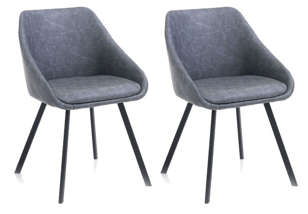 Set 2 Sedie 51x44x77 cm in Similpelle Grigio acquista