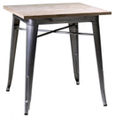 Tavolo Quadrato in Metallo Top Legno Bristol Silver