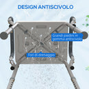 Sgabello per Doccia Regolabile 52x45x57-69 cm con Braccioli e Fori di Drenaggio in Alluminio HDPE e EVA Blu  