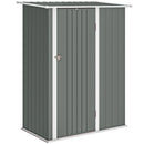Capanno Porta Attrezzi 142x86x189 cm con Tetto Inclinato e Porta Bloccabile in Metallo Grigio Chiaro      