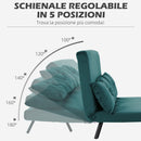 Divano Letto 2 Posti 102x73x81 cm in Tessuto Effetto Velluto Verde