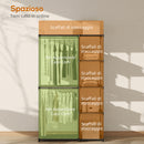 Armadio Guardaroba con 2 Aste e 4 Ripiani 142x43x185 cm in Tessuto Plastica e Acciaio Nero      