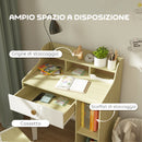 Banco Scuola per Bambini con Scaffali e Cassetto Bianco e Legno   