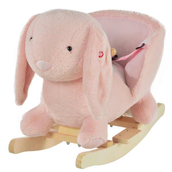 Dondolo per Bambini in Legno Coniglio in Peluche con Suoni Rosa prezzo