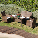 Set Salottino Polyrattan Color Caffe' Divano Poltrone Tavolino per Arredo Giardino Terrazzo