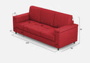 Divano 3 Posti 208x85x85 cm Marrak in Tessuto Rosso