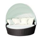 Divano Letto da Esterno Sunny con Cuscini 168x168x148 h cm in Wicker Marrone
