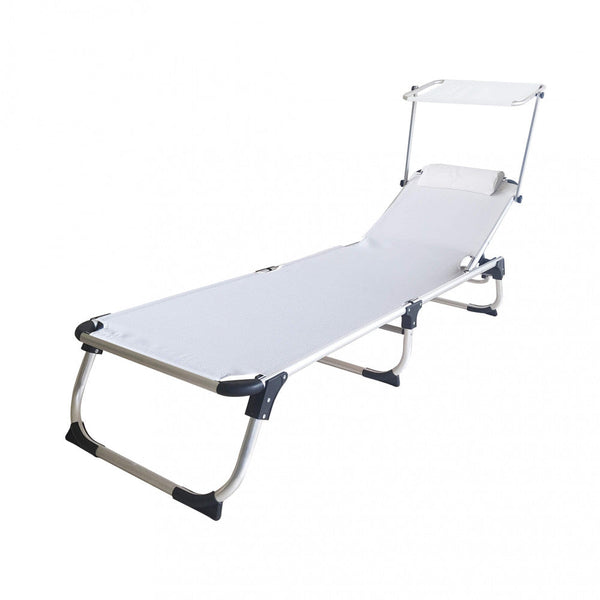 sconto Lettino Prendisole da Giardino Pieghevole Kamp Bianco 188x59x30 cm cm in Alluminio Bianco
