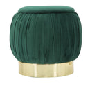 Puff Contenitore Paris Verde Ø41x41 cm Legno Spugna e Velluto Sintetico Verde e Oro