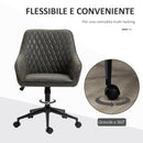 Sedia Operativa da Ufficio Reclinabile 59x60x90-100 cm Altezza Regolabile in Similpelle Grigia
