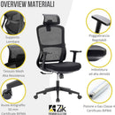Sedia Direzionale da Ufficio 62x64x118/133 cm Ergonomica con Poggiabraccia Regolabili Nera