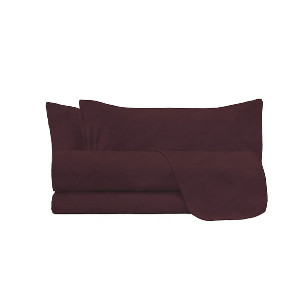 sconto Set Lenzuola Sopra Sotto e 2 Federe Linea Water Washed Bordeaux