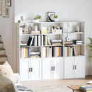 Libreria con Ripiani Aperti e Armadietto 2 Ante 60x30x145.5 cm in MDF Bianco      