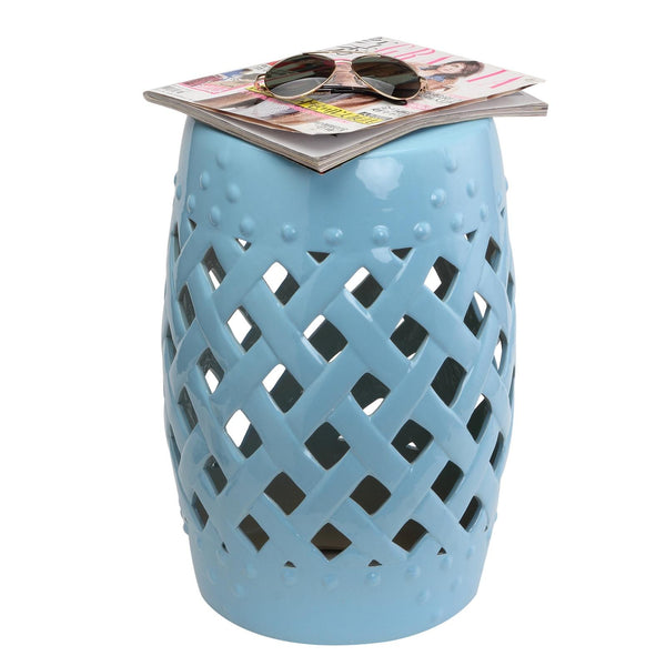 Sgabello da Interno e Esterno in Ceramica Blu Ø31.5x45.5 cm sconto
