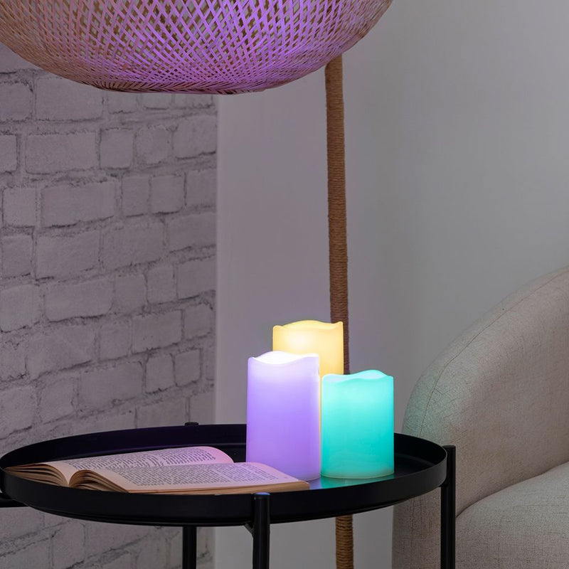 Set 3 Candele a LED con Telecomando Kooper  Multicolor