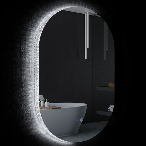 online Specchio Bagno da Parete LED Antiappannamento 81x51x4,5 cm in Vetro e Alluminio Argento