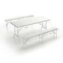 Set Birreria da Giardino Pieghevole in Rattan Tavolo e 2 Panche Taddei Plastik 180 Bianco