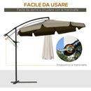 Ombrellone da Giardino a Braccio Ø265x265A cm in Metallo e Poliestere Caffè   