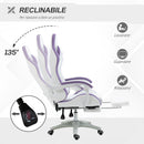 Sedia da Gaming con Schienale Reclinabile 65x65x121-129 cm in Finta Pelle PU Bianco e Viola  