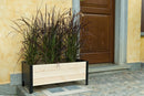 Fioriera da Giardino 118x36xH32 cm in Metallo e Legno di Pino Grezzo