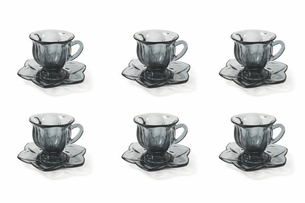 sconto Set 6 Tazzine da Caffè Ø7x7 cm in Vetro Villa d'Este Home Tivoli Glass Grigie