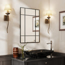 Specchio da Parete Stile Finestra 90x60 cm con Montaggio Verticale e Orizzontale in Vetro Nero      