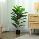 Pianta Artificiale Ficus Lyrata Alta 80 cm per Interni con Vaso in PEVA Verde  