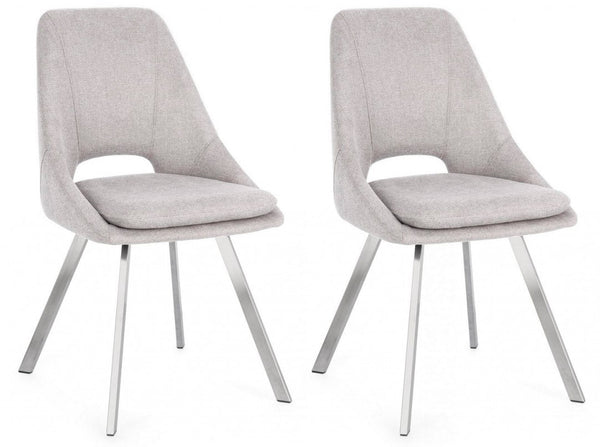 Set 2 Sedie 45x49,5x85 cm Kashar in Tessuto Grigio Chiaro prezzo