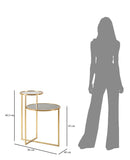 Tavolinetto 2 Levels 50x40x60,5 cm in Ferro e Vetro Oro      