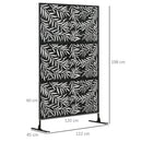 Paravento Separè da Esterno 122x45x198 cm con Motivi a Salice e 2 Piedini in Acciaio Nero