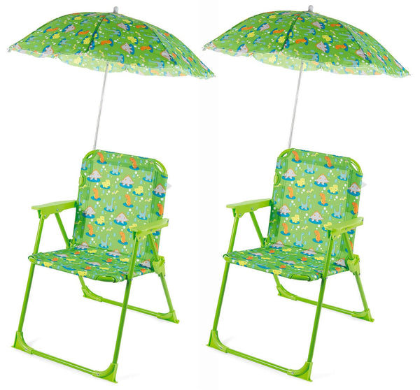 acquista Set 2 Sedie Mare Spiaggine Pieghevoli per Bambini con Ombrello Soriani Oxford Dinosauri