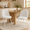 Set 2 Sedie da Pranzo 51x54x84 cm con Seduta Imbottita in Velluto Bianco      