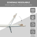 Set 2 Lettini Prendisole Pieghevoli 137x56x82 cm in Metallo Tessuto a Rete Beige