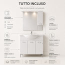 Mobile Bagno da Terra 82x34,7x88,5 cm con Lavabo Specchiera e 3 Ante in Truciolato e MDF Bianco      