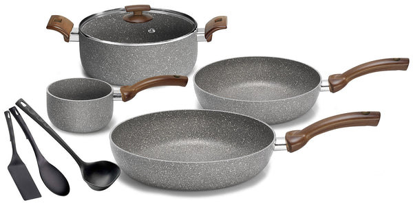 Batteria di Pentole 8 Pezzi in Alluminio Antiaderente Olympia Woody online