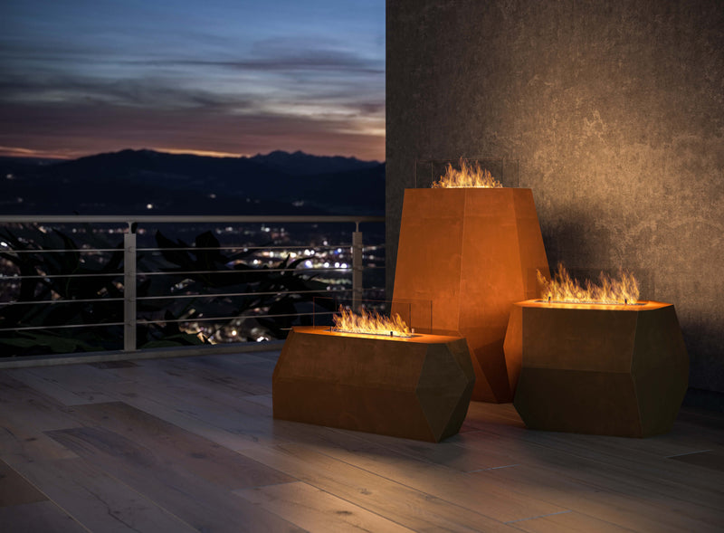 Camino a Bioetanolo da Pavimento 78x67,5 cm Incorten Medium Marrone