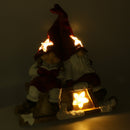 Pupazzo Babbo Natale con Led in Resina con bimba rosso cm 40x26xh15
