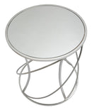 Tavolinetto Saturn Ø50x55 cm in Ferro e Specchio e MDF Argento