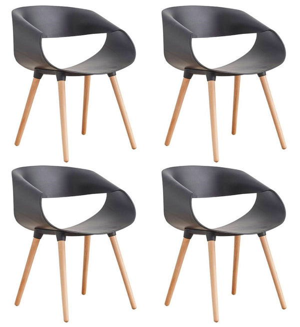 Set 4 Sedie in Polipropilene 45x71x60 cm Gambe in Faggio Fold Nero acquista