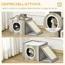 Cuccia per Gatti Pieghevole 73x42x34 cm in MDF e Sisal Grigio e Bianco