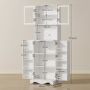 Mobile Dispensa Cucina 60x39,5x179,6 cm con 2 Armadietti e 8 Ripiani in Legno e Acrilico Bianco      