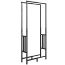 Portalegna per Interni ed Esterni 45,5-75,5x25x98-170 cm con Larghezza e Altezza Regolabili e Base Rialzata in Acciaio Nero      