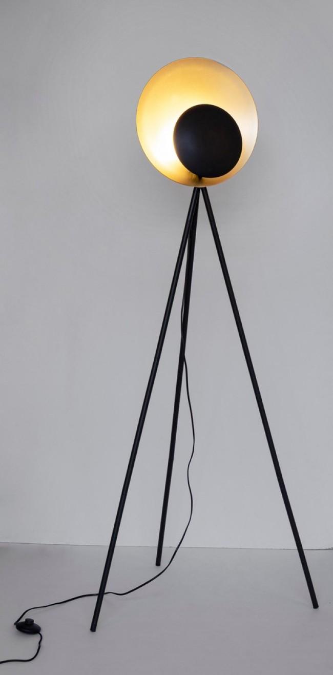 Lampada da Terra Piantana 87x56x155 cm E27 con Treppiede Nero e Oro